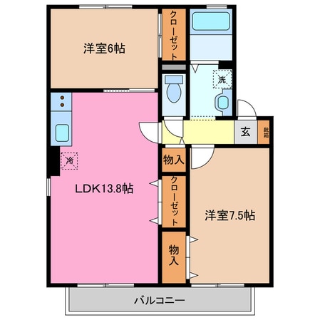 阿漕駅 徒歩35分 2階の物件間取画像